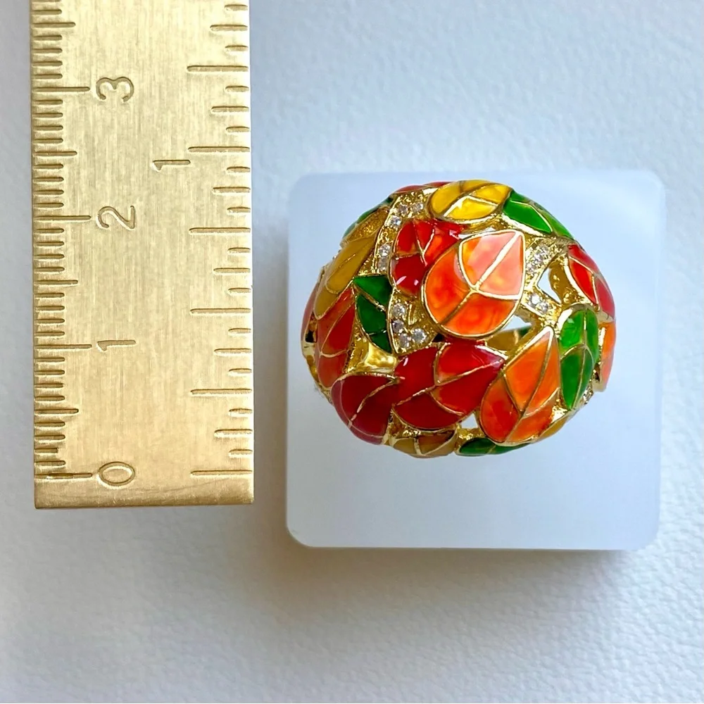 Colorful Leaf Design Ring